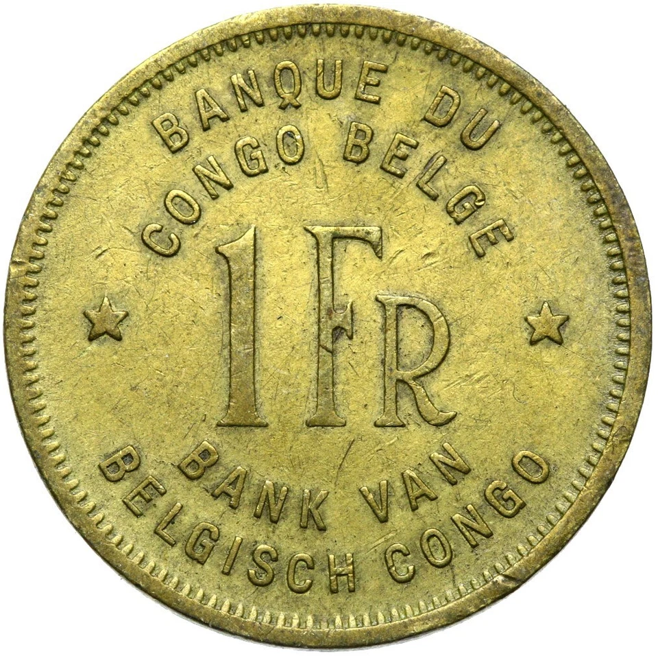 Belgian Congo-Congo-1 Franc Franc 1946-ELEPHANT-CONDITION! - Image 2 of 2