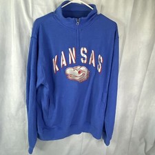 Kansas Jayhawks NCAA 1/4 Zip Sweatshirt The Game Mens Size L