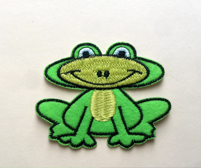 Frosch zum Aufbügeln Aufnähen voll bestickt Patch Applikationen Abzeichen