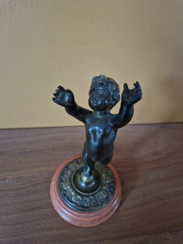 Edouard Delabrierre 1829-1912 Sculpture en bronze patiné Chérubin putti angelot - Photo 2/4