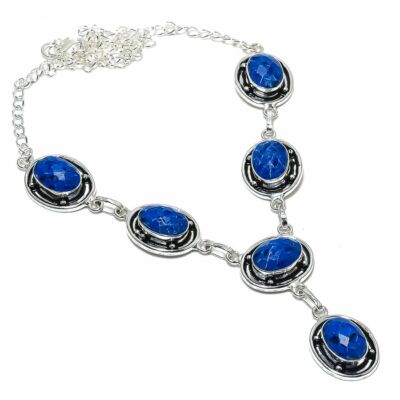 Collier en lapis lazuli facetté - Bijou Bleu Naturel Fait Main