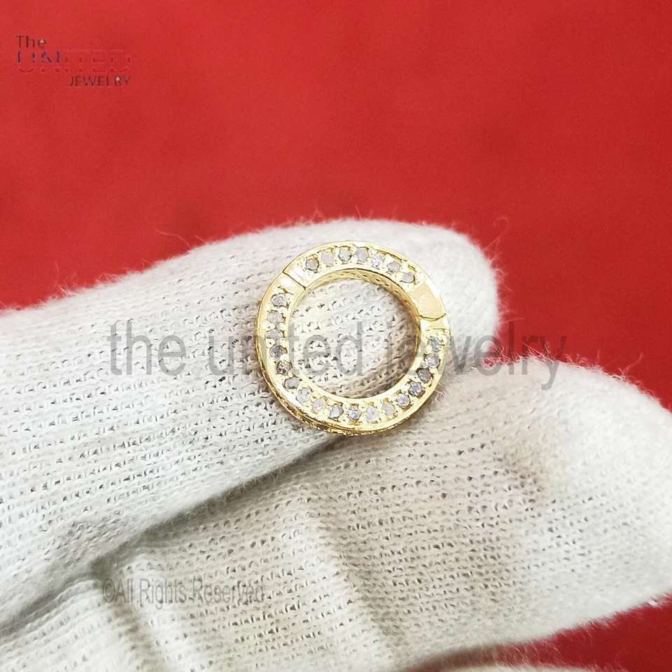 Pave Diamond Round Snap Lock, 925 Silver Diamond Snap Clasp Lock - Image 2 of 4