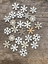 25 SMALL Unpainted Snowflake Wood Christmas Ornament Supplies, wooden shapes DIY