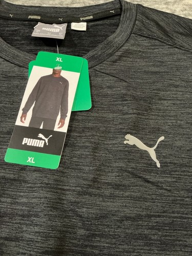 Puma Men's Crew Neck Brushed Fleece Lightweight Pullover Heather Dark Gray XL - Picture 4 of 7