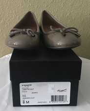 NIB COACH Women's LARA Ballet Flat, size 8M, Fog Patent