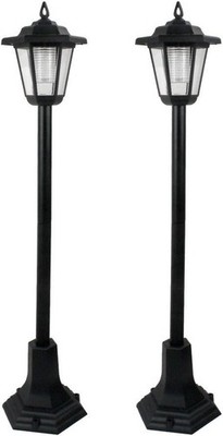 2er Pack Gartenleuchten Lampenmast solarbetrieben LED Laterne Terrasse Weg Gehweg