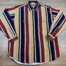 Tg 90s Y2K Eddie Bauer Elkhorn Canvas Long Sleeve Button Up Shirt Men  s Large