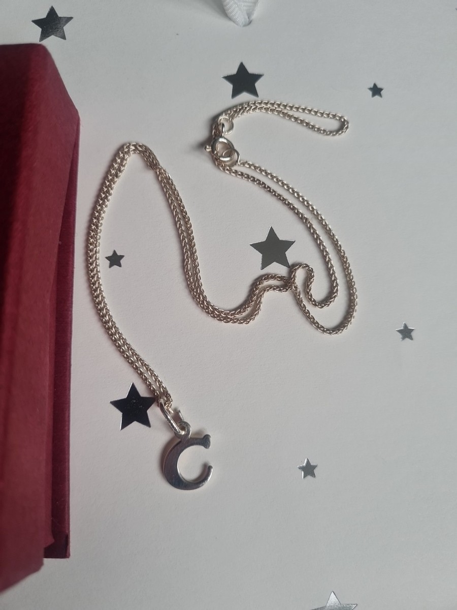 H Samuel Sterling Silver Letter C Necklace, New In Original Gift