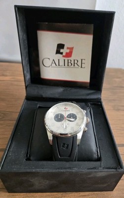 Calibre Recruit White Black Quartz Chronograph 45 mm w Black Rubber Strap