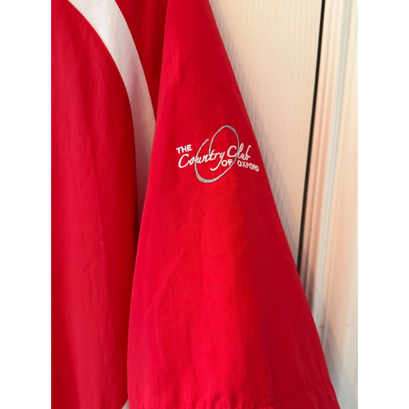 FootJoy FJ Red Gray Half Zip Golf Windshirt M Short Sleeve Pullover Oxford Club