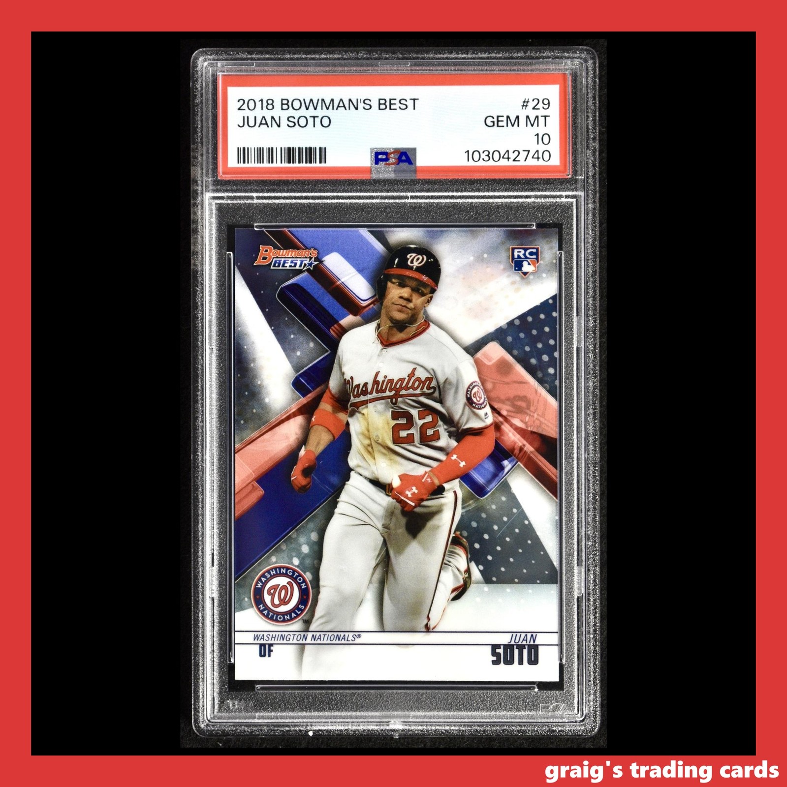 2018 Bowman's Best Juan Soto #29 PSA 10 GEM-MT