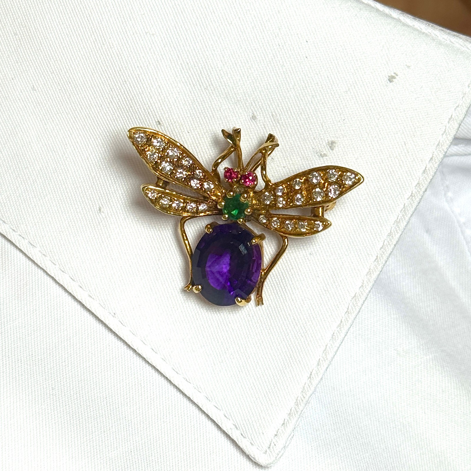 Insect Bug Diamond Amethyst Emerald Ruby Brooch P… - image 14