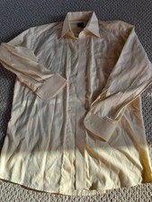 Vintage Tailored Eton Collared Button Up Shirt Yellow Large