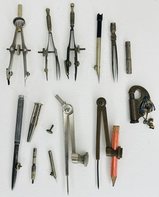vintage Compass job lot of Drawing Draftsman Setting Out Used.Mixed job lot.