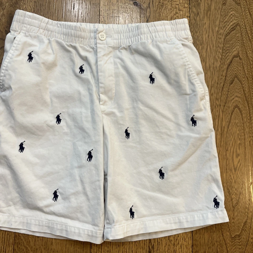 Pantalones Cortos Ralph Lauren All Over Pony Logo, Blanco/Tostado Claro, Niños Talla 14 Foto 3 de 4