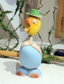 Singing Mr. Chick with Bow tie. Bobble Headed Western Germany Candy Container.