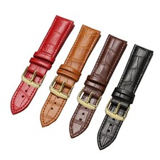 Rose Gold Buckle Leather Watch Strap Fashion Black Brown Replacement Watchband