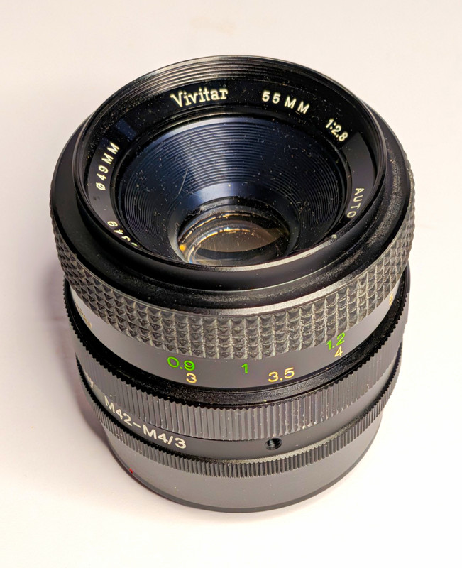 Vivitar Auto 55mm f/2.8 M42 Manual Lens w/ Fotasy M42-Micro 4/3 Adapter 49mm