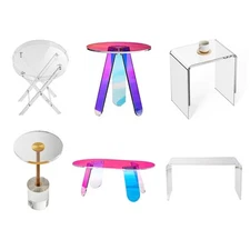 Acrylic Folding Tray Table Acrylic End Table Folding X-Leg for Living Room