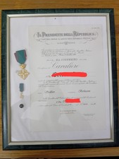 croce da cavaliere ordine al merito della repubblica italiana + Certificato
