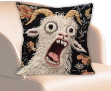 Screaming Goat Throw Pillow Covers, 17.72x17.72in Funny Plush Pillowcases 2D Pri