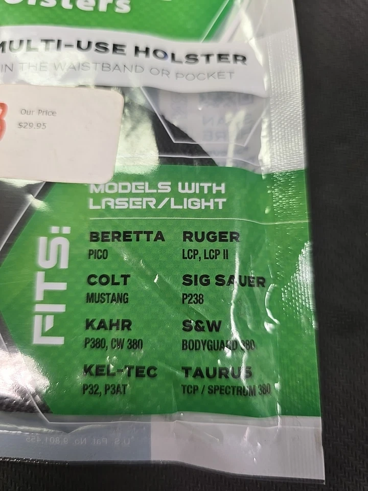 粘性枪套适用于口袋 0.380 年代带激光最大 2.75 英寸枪管-SM-3 — 第 2/4 张图片