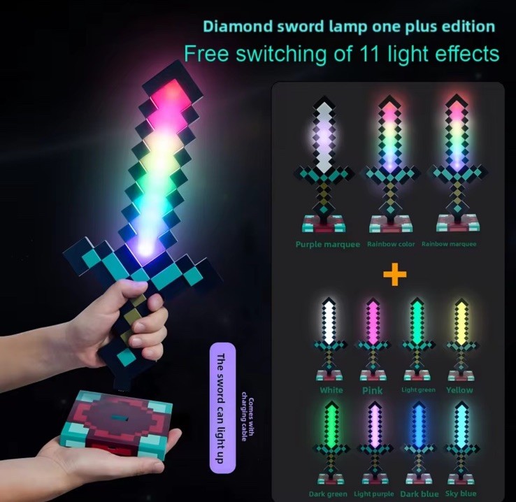 Lanterne LED Minecraft 38,5 cm pour rassurer la nuit et décorer une chambre