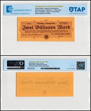 Germany 2 Billionen - Trillion Mark, 1923, P-S1028, UNC, Authenticated