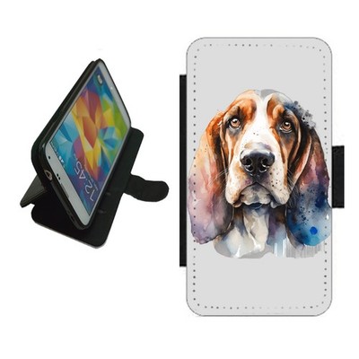 Basset Hound Handyhülle Wallet Flip Cover für iPhone Samsung Pixel Dog BAS2