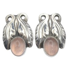 Georg Jensen 108 Mondstein Rosenquarz Ohrstecker Silber 925 Vintage