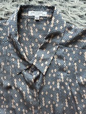 Equipment Mujer Blusa Mujer XL Bouvier Esmoquin Camisa Geo Estampado Manga Larga