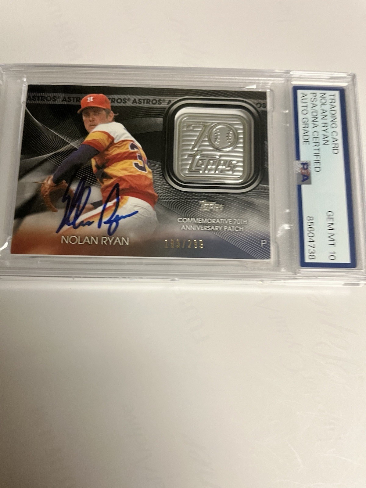 Autographed Nolan Ryan 2021 Topps 70th Patch Card PSA Signed 10 Auto Limited Ed