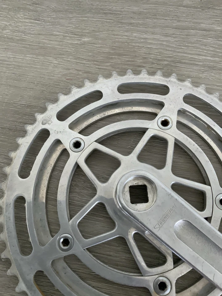 JUEGO DE BIELAS STRONGLIGHT DOBLE 42-52 DIENTES 170 MM LONGITUD BRAZO PEDAL FRANCÉS ROSCAS Foto 3 de 4