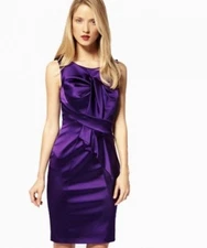 NEW Karen Millen Purple Satin Origami Pleated Cocktail Party Dress US 2 $225MSRP