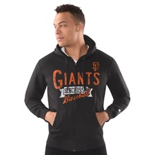 Men's-Starter  Black San Francisco Giants Classic Distressed Full-Zip Hoodie