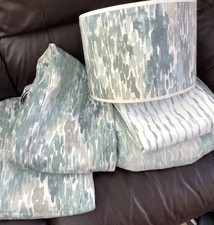 DUNELM curtais duvet set& lamps shade waves blue RTP 179�