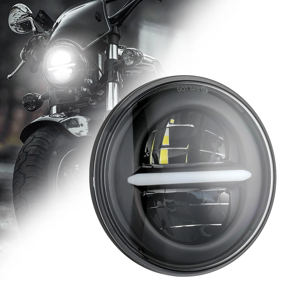 Luz de circulación blanca alta/baja de 5 3/4" para Harley Dyna Softail Sportster 883 Foto 2 de 4