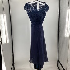 371. Unbranded Mother of the Bride Cap-Sleeve Long Dress in Blue Size 12