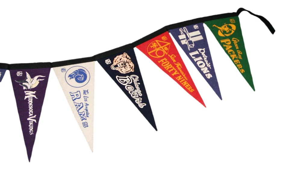 Vintage 1960 NFL 15 Pennant String Quase Perfeito Raro 80" X 12" - Imagem 4 de 4
