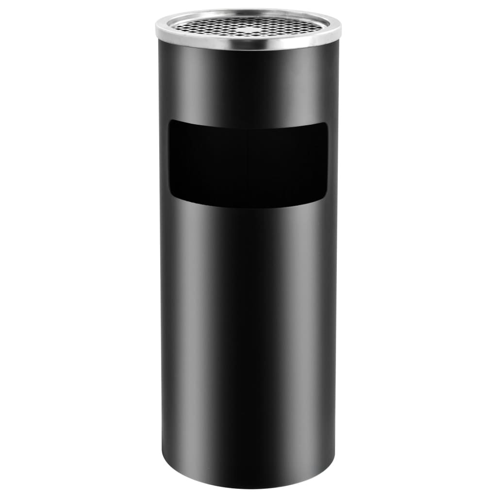 Cestino Posacenere Design 30L Acciaio Nero Opaco per Uffici e Hall