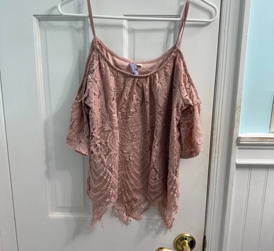 Alya Women s Off Shoulder Lace Blouse Size XS   Pink Boho Summer Top Festival