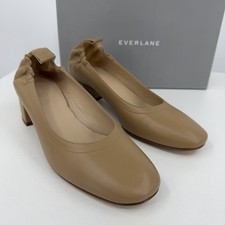 Everlane Italian Leather Day Heel 6.5 Women's Light Taupe Elastic Back Comfort