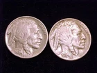 1934-P and 1934-D Buffalo Nickels, both Fine grade coins.