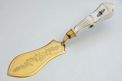 Herend Queen Victoria Porcelain Handle Cake Server Gold-Plated Blade 28,5cm