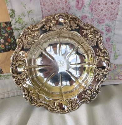 Vintage Towle Silverplate Bonbon Candy Bowl Monogrammed ''CBC'' Victorian Floral 