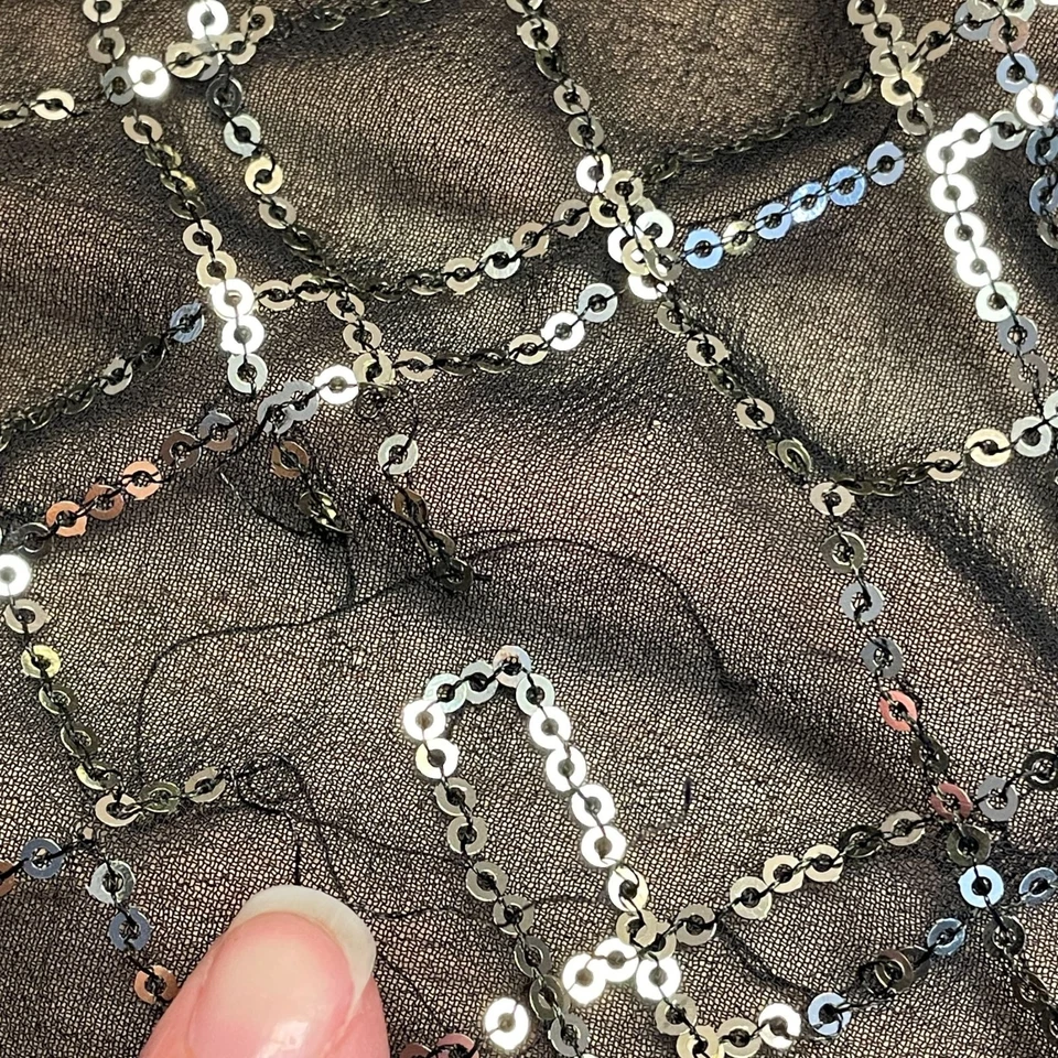 Vintage Anne Klein Sequin Wrap Shawl Holiday Party Special Occasion 19 x 71 - Image 2 of 4