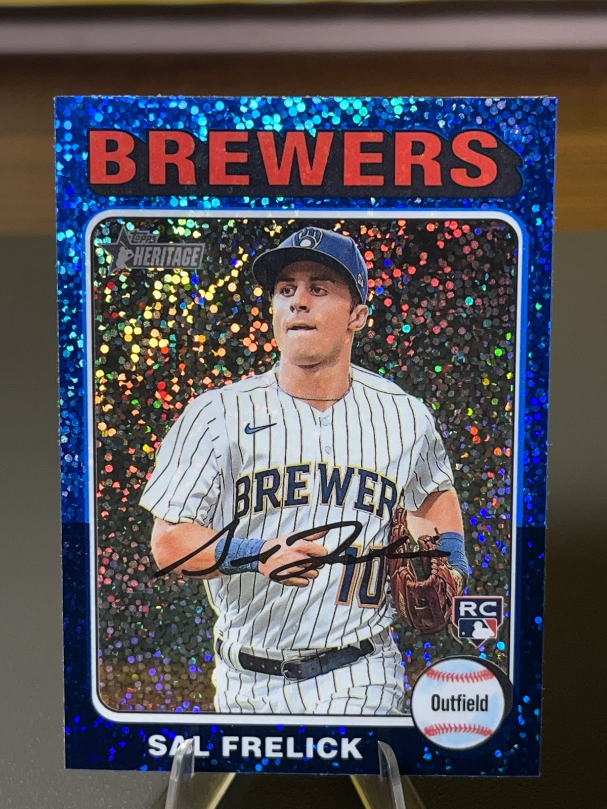 2024 Topps Heritage - Sal Frelick #451 Chrome Blue Sparkle Refractor (RC)