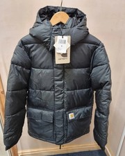 Carhartt WIP Milton nero parka giacca invernale puffer coat WIP uomo cappuccio piccolo