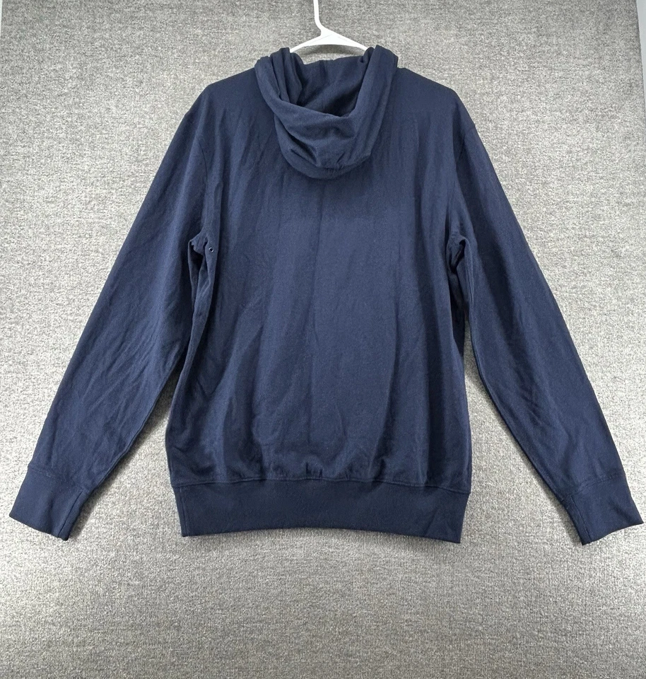 J Crew Sudadera con Capucha Pullover Hombres Talla Mediana Azul Informal Otoño Bolsillo 100% Algodón NUEVO Foto 2 de 4