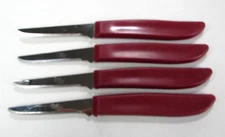 *READ* Set of 4 Paring Knives Pampered Chef Red Handles / 6" w/ 2.5" Blades